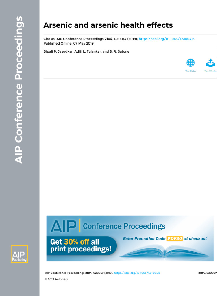Arsenic Contamination and Health Risks | PDF | Arsenic