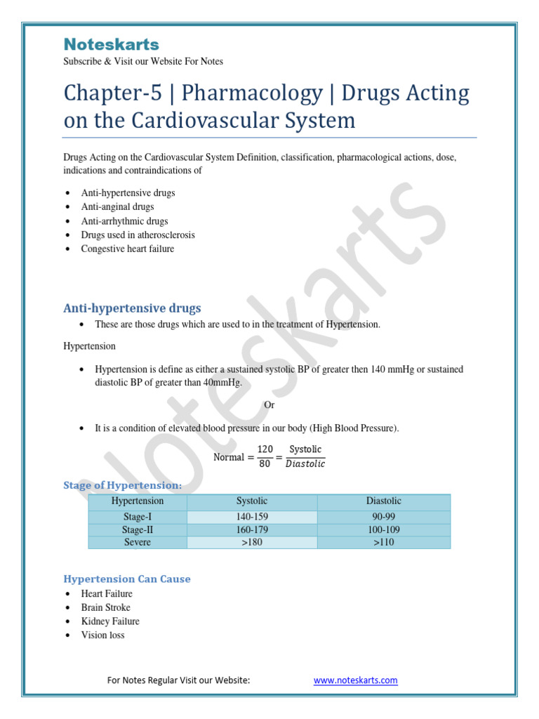 Chapter 5 Pharmacology Complete Notes By Noteskarts Acc To Er20 Pdf