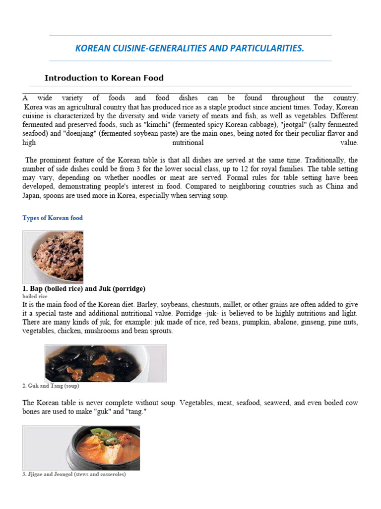 Korean Cuisine - Gastronomy - History | PDF | Korean Cuisine | Foods