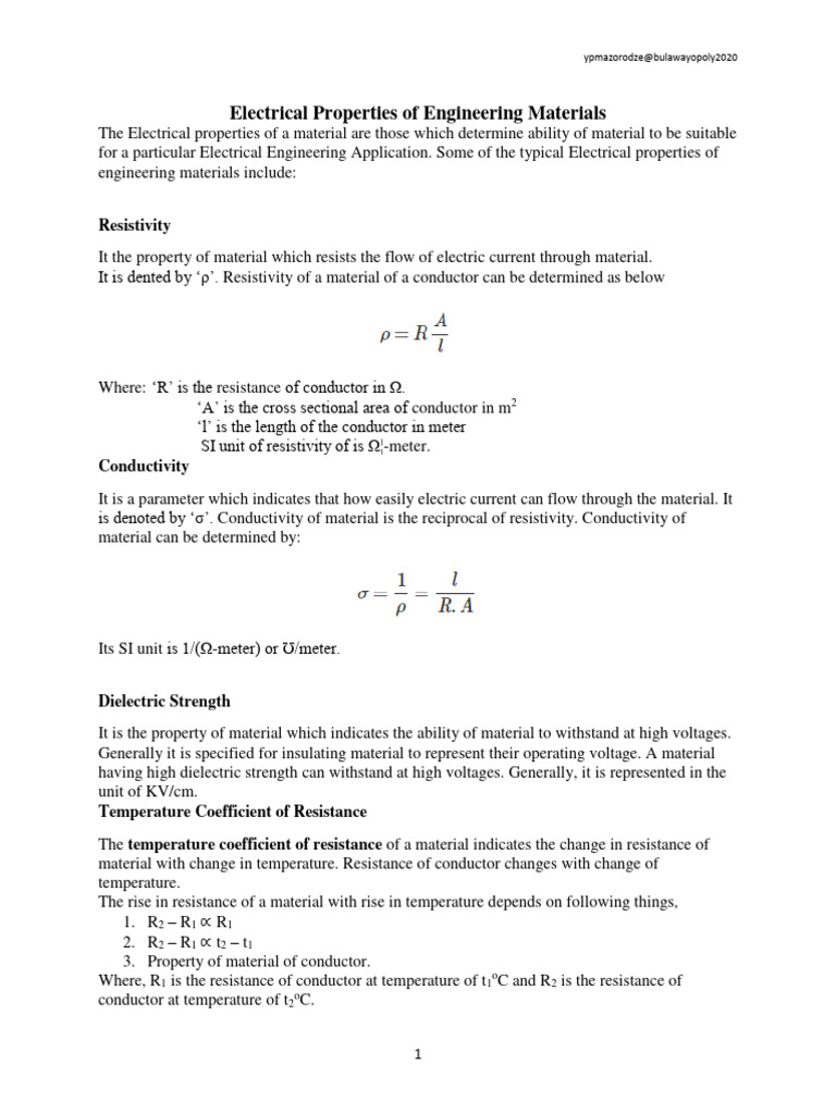 Electrical Properties of Engineering Materials | PDF | P–N Junction ...