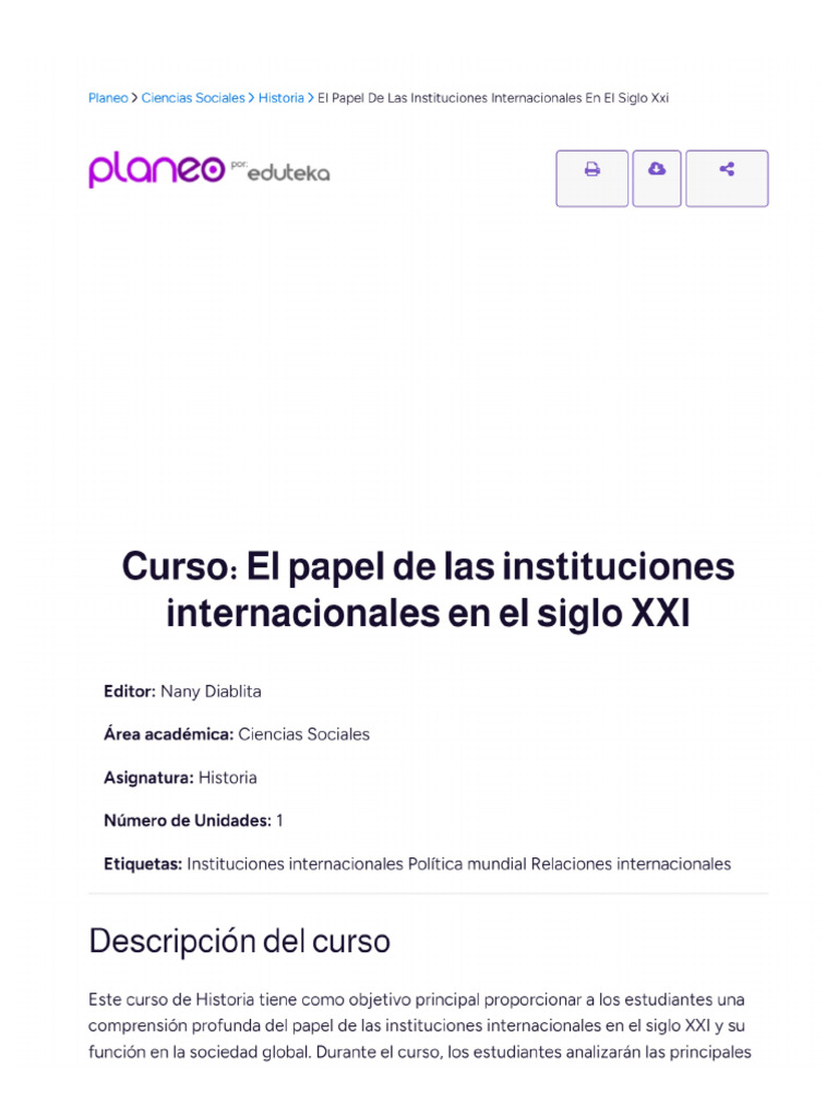 El Papel de Las Instituciones Internacionales en El Siglo Xxi | PDF