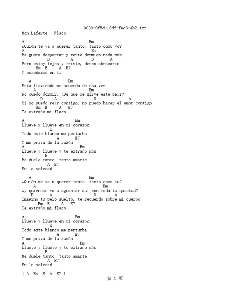 Acordes y letra de 