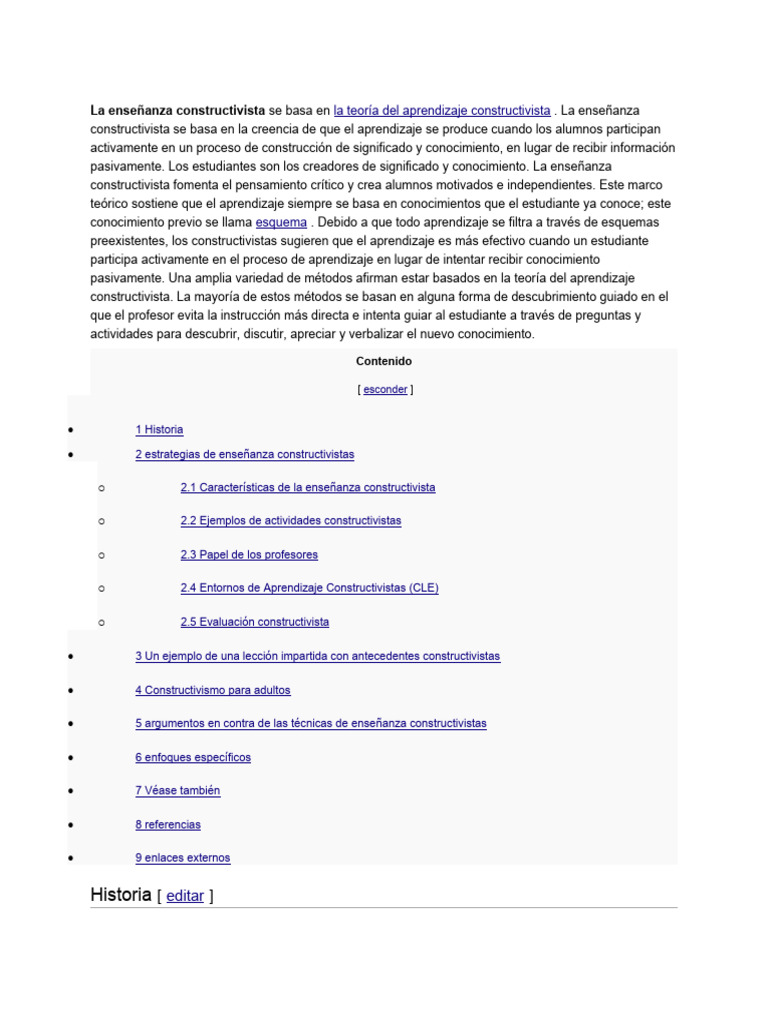 Enseñanza Constructivista | PDF | Constructivismo (filosofía de la ...