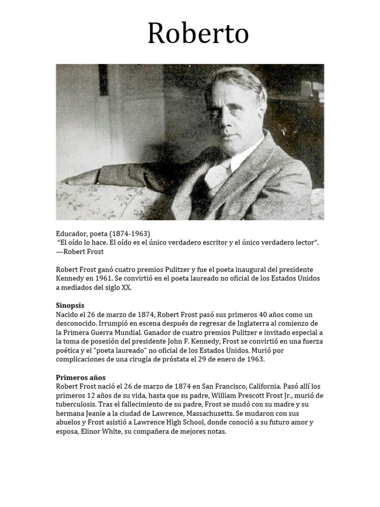 Write A Biography On Robert Frost And William Wordsworth