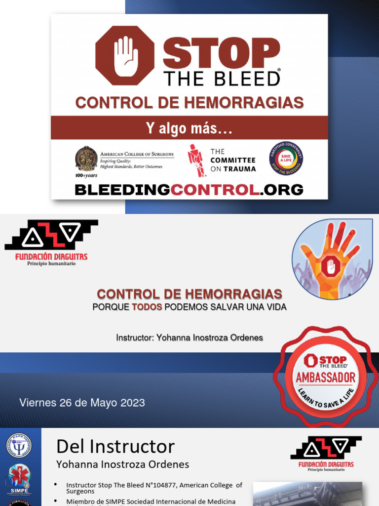 Curso Stop the Bleed: Control de Hemorragias | PDF | Sangrado | Hemostasia
