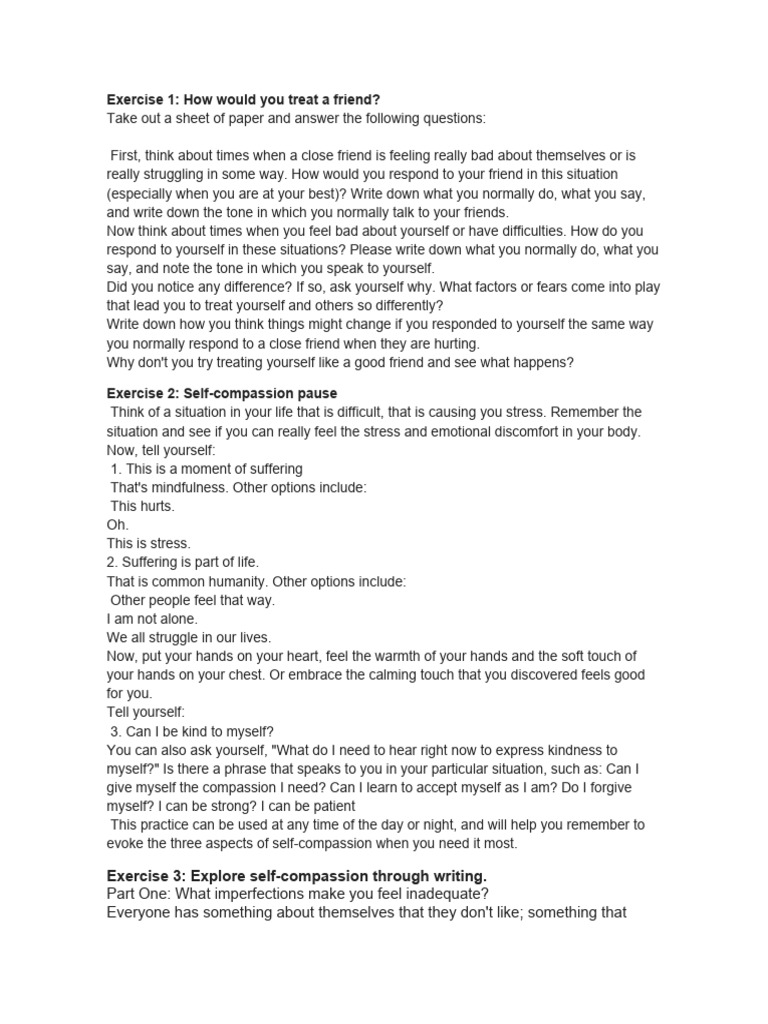 Self-Compassion Exercises for Healing | PDF | Compassion | Cognition