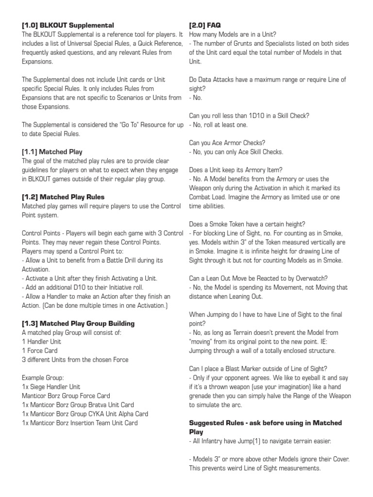 Blkout Supplemental 5.30 | PDF | Military Science | Military