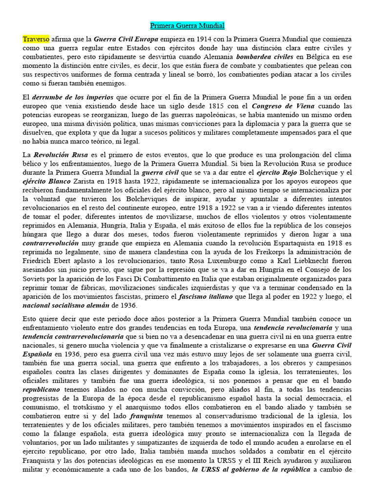 Impacto de la Primera Guerra Mundial en Europa | PDF | Primera Guerra ...