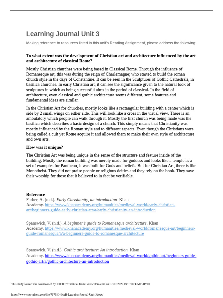 AHIST Learning Journal Unit 3 | PDF | Church (Building) | Deities