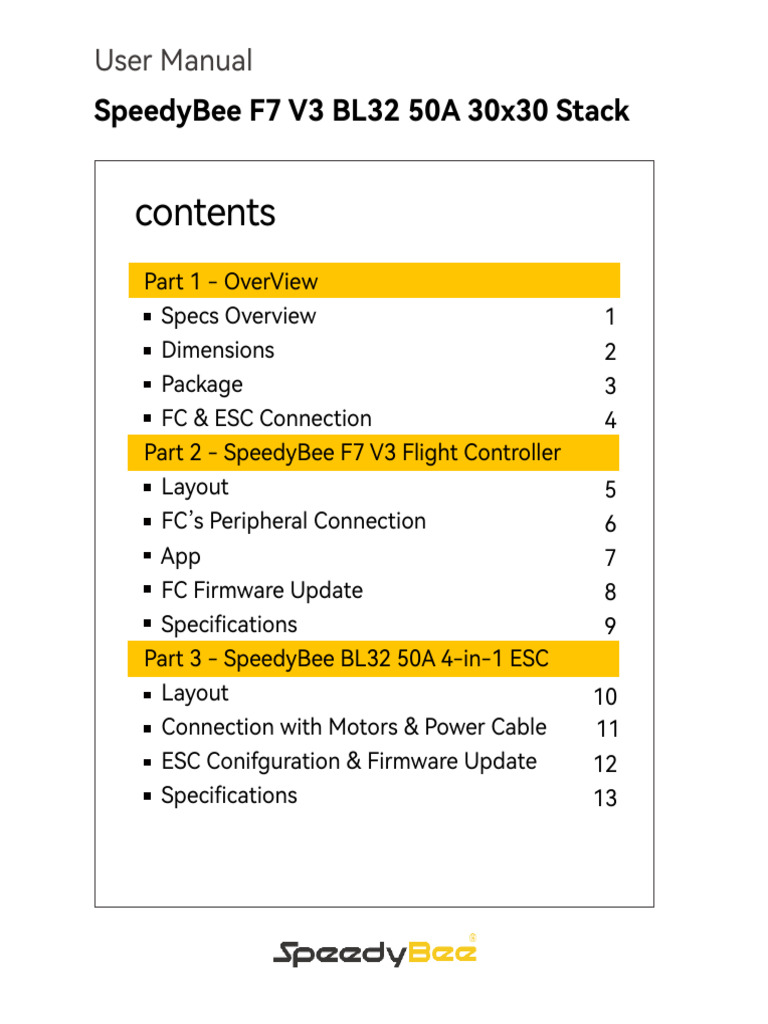 SpeedyBee F7 V3 50A Stack Manual | PDF | Computer Engineering | Electronics