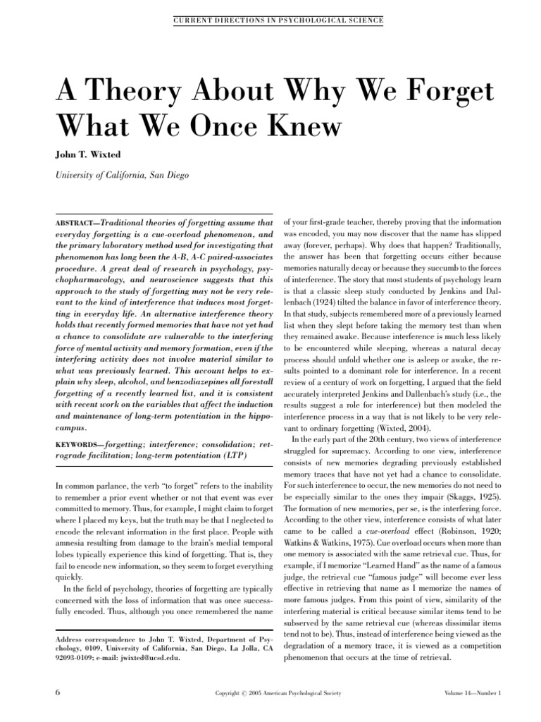 Understanding Everyday Forgetting | PDF | Memory | Synapse