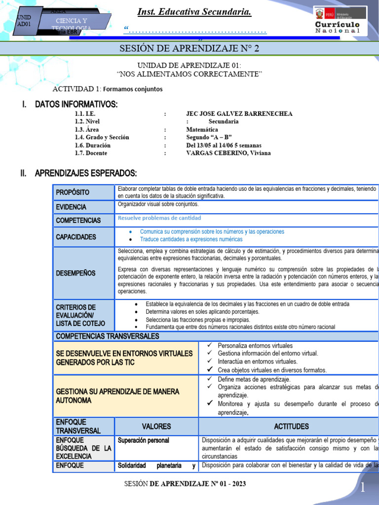 2º Mat Ses 2 Unidad 1 PDF Aprendizaje Maestros