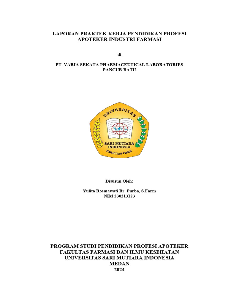Laporan Praktek Kerja Apoteker di Varse | PDF | Pengelolaan Keuangan & Uang