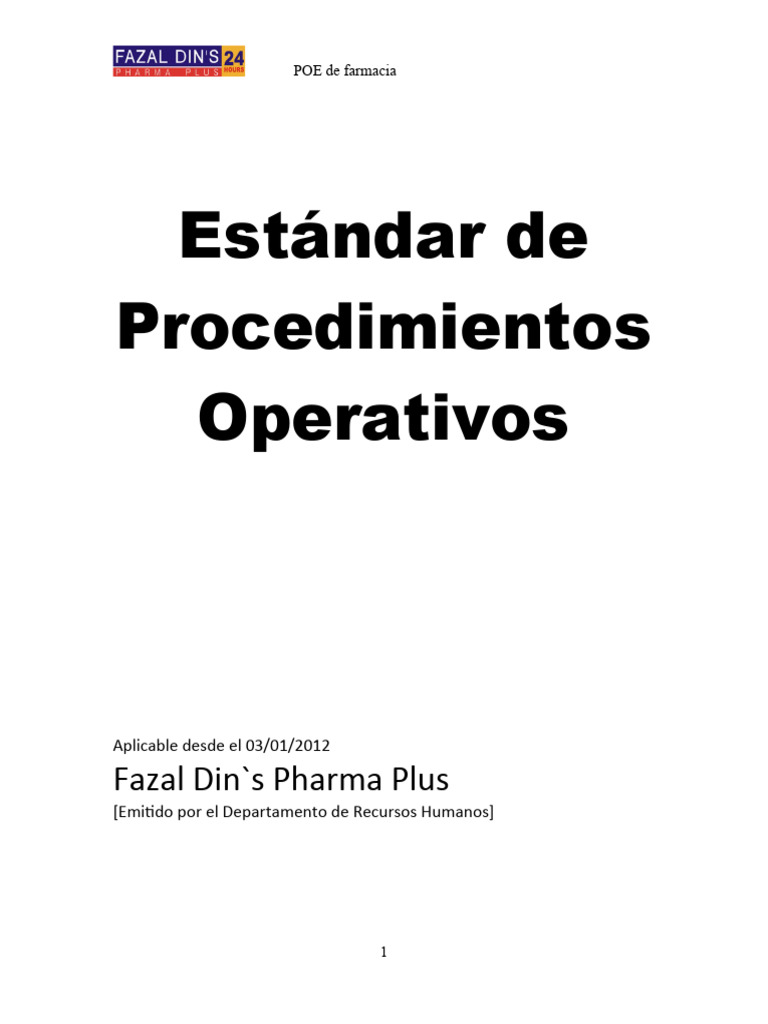 Procedimientos operativos est ndar pharma plus de fazal din pdf