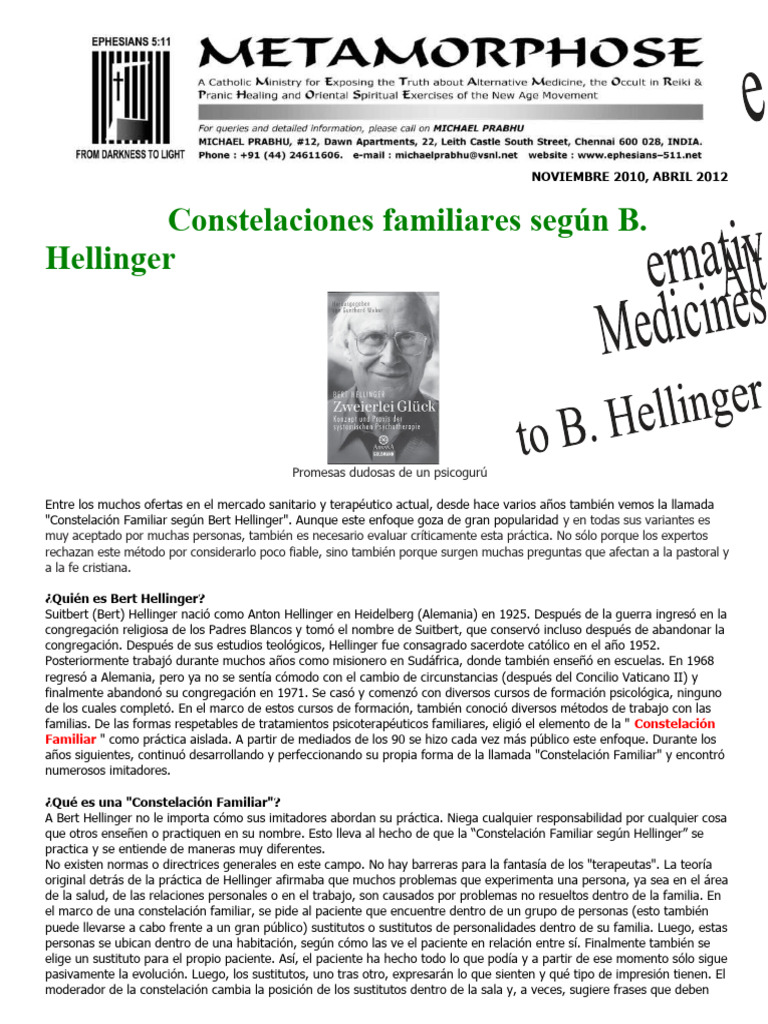Críticas a las Constelaciones Familiares | PDF | Psicoterapia | Sicología
