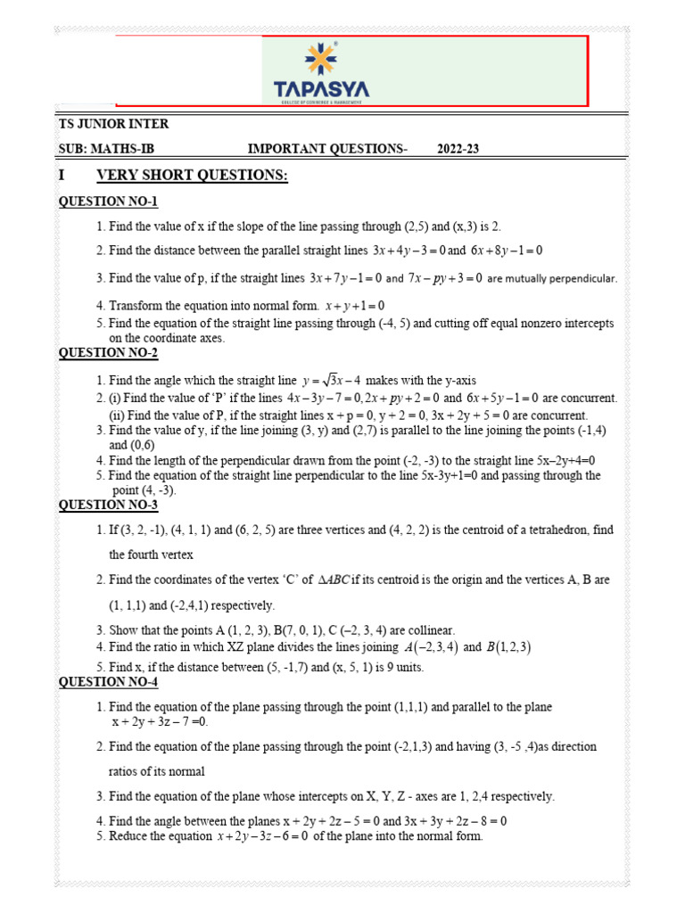 Mat-1b (30+ Marks) Pullaiah Sir | PDF | Area | Line (Geometry)