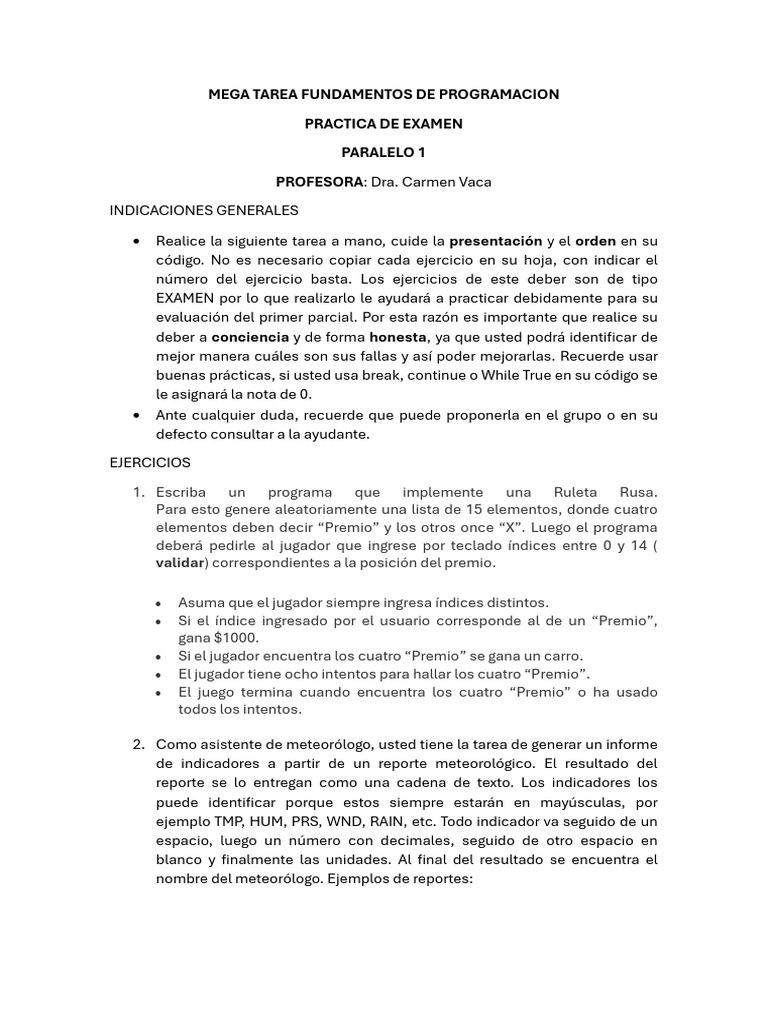 Mega Tarea Fundamentos de Programacion | PDF | Lenguaje de programación