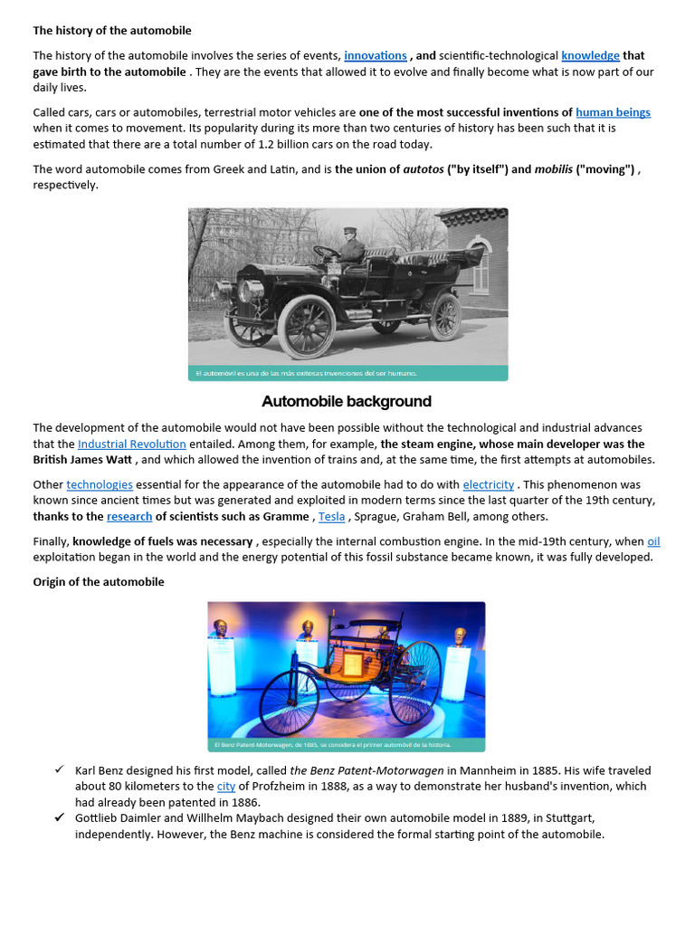 The History of The Automobile | PDF | Car | Engines