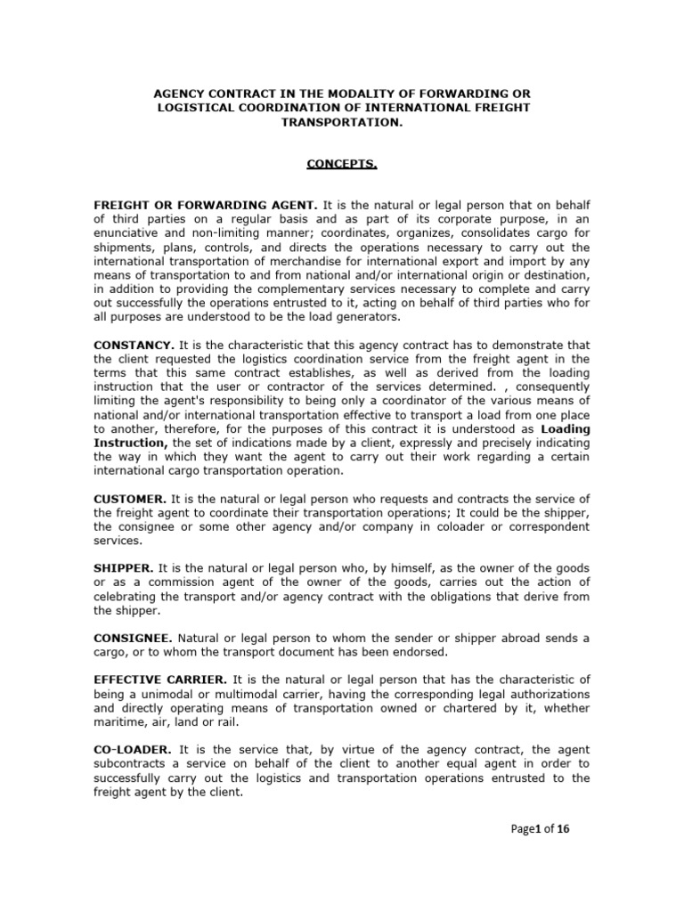International Freight Forwarding Contract | PDF | Cargo | Bill Of Lading