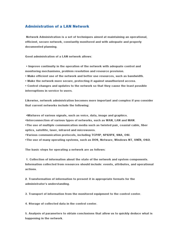LAN Network Administration Guide | PDF | Computer Network | Local Area ...