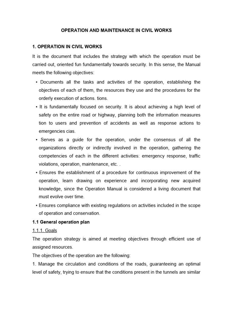 Civil Works Operation and Maintenance Guide | PDF | Safety | Information