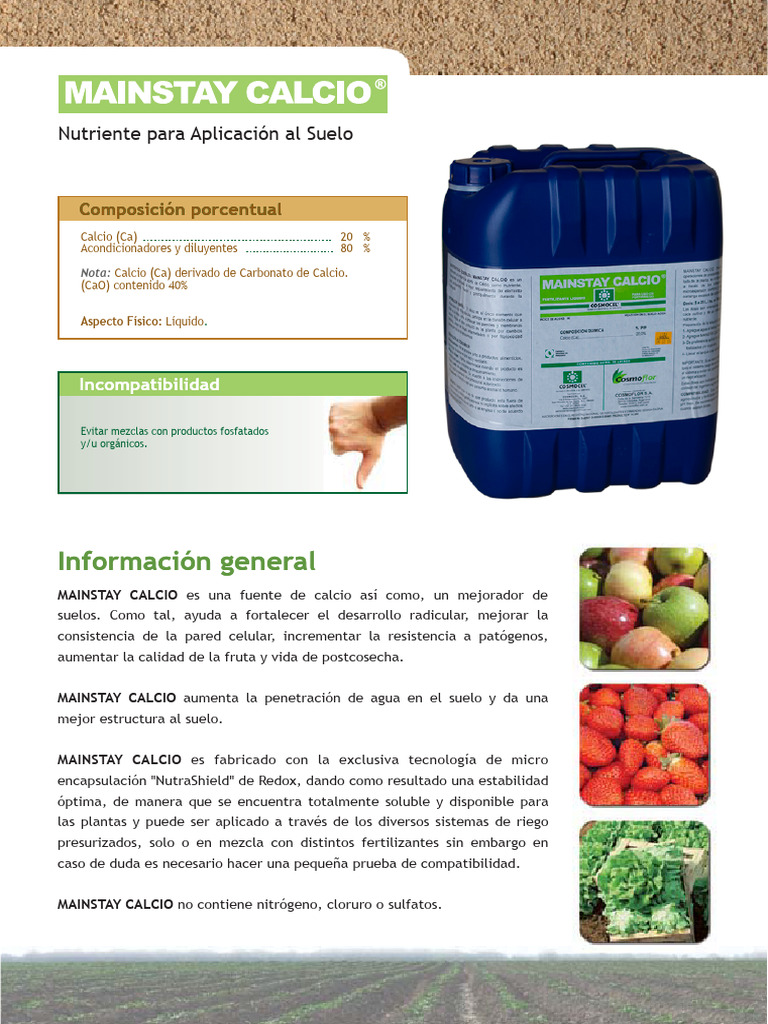 Mainstay | Descargar gratis PDF | Calcio | Fertilizante