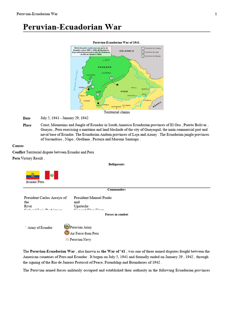 Peruvian Ecuadorian War | PDF | Ecuador | Peru