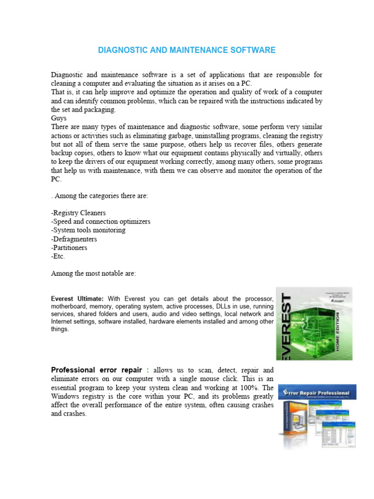 Diagnostic and Maintenance Software | PDF | Antivirus Software ...