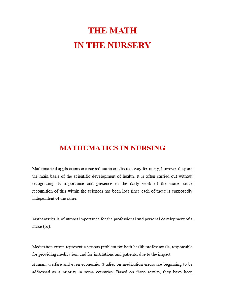 Mathematics in nursing pdf nursing mathematics