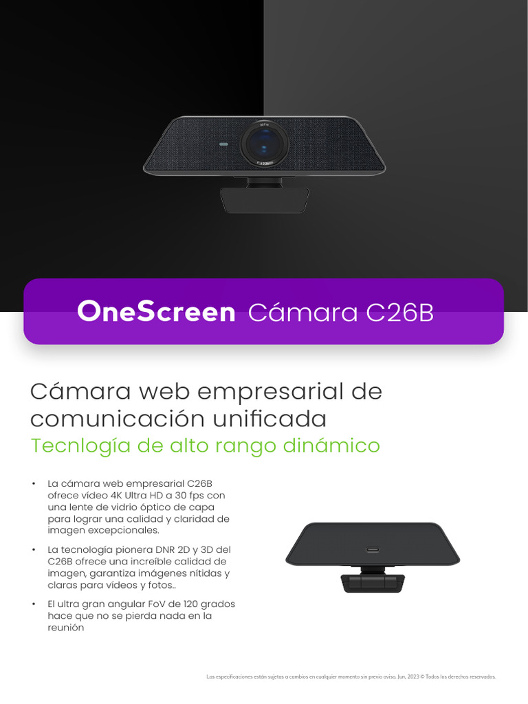 Cámara OneScreen C26B 4K Ultra HD | PDF | Cámara | Vídeo