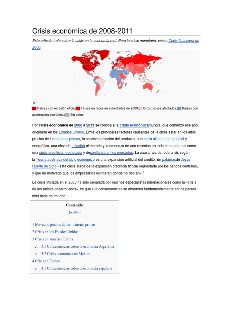 Consecuencias de la crisis de 2008 | PDF | Gran Recesión | Crisis de ...
