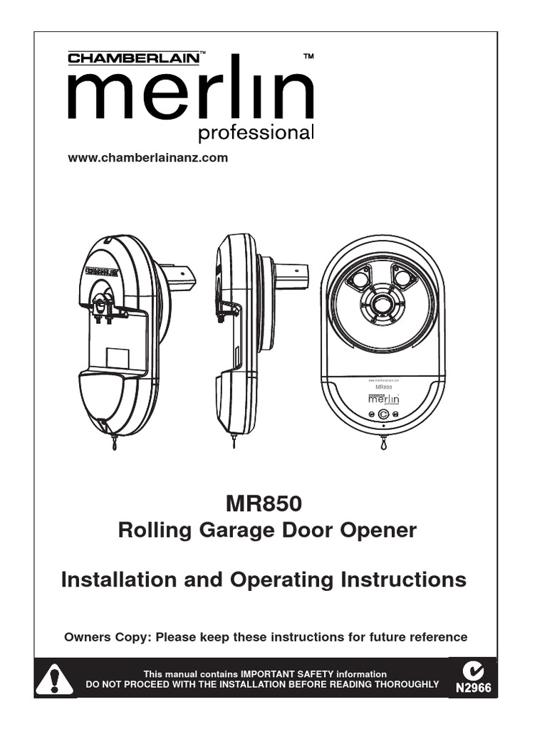 Merlin MR850 | PDF | Door | Remote Control
