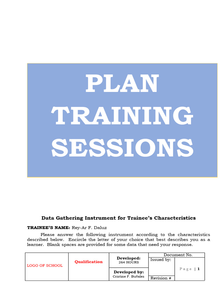 Plan Training Session Template | PDF | Occupational Safety And Health ...