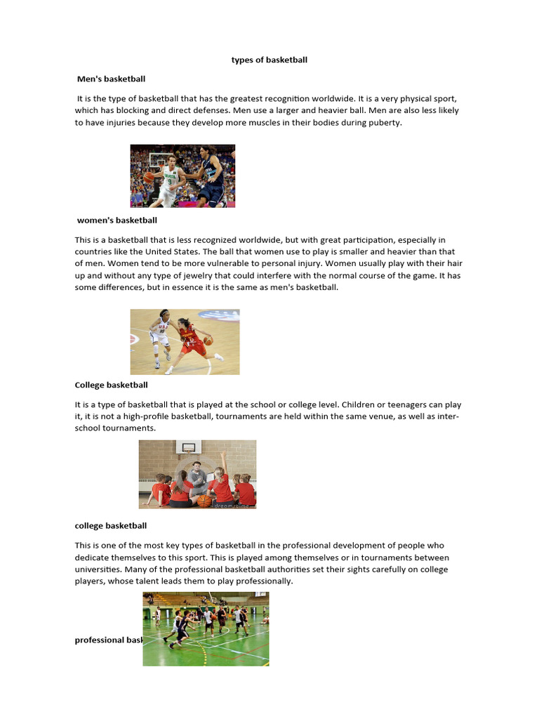 Types of Basketball | Download Free PDF | Sports | National Basketball