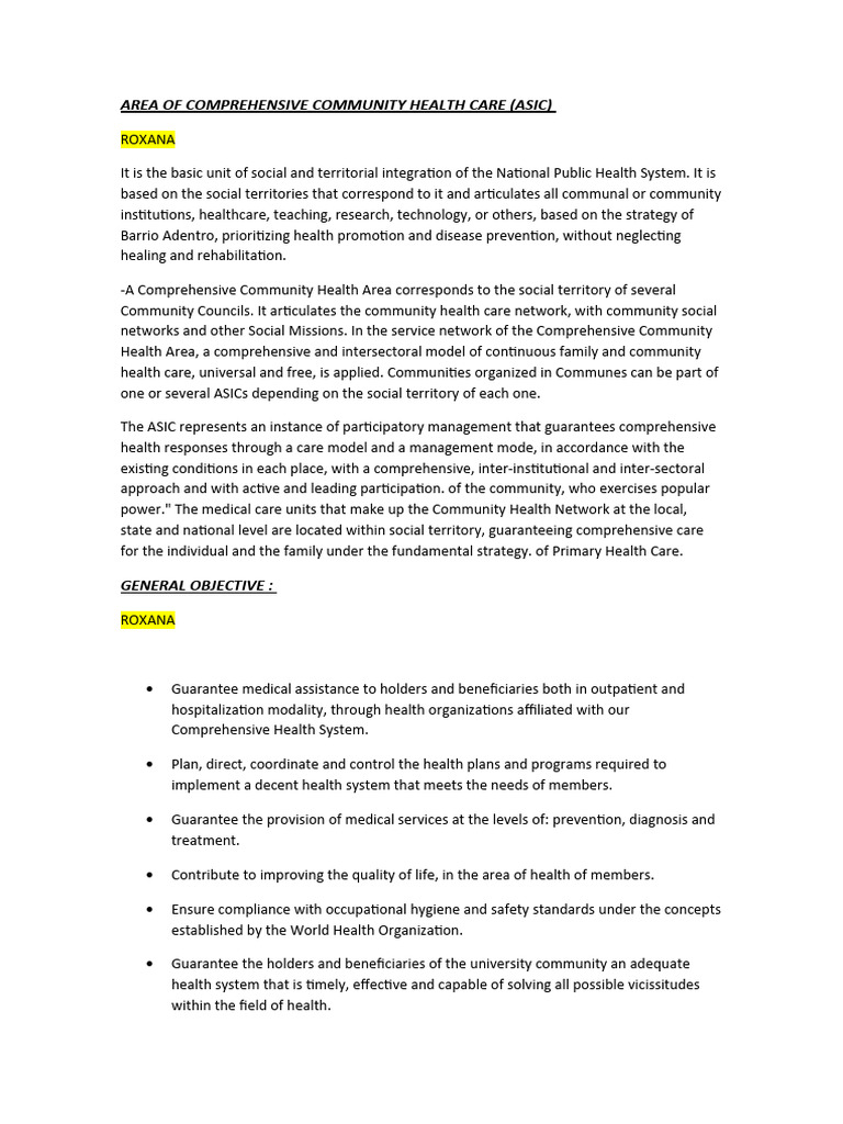 Comprehensive Community Health Care Area Download Free PDF Health