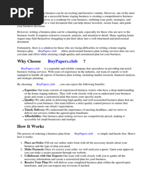 Home Staging Business Plan Example