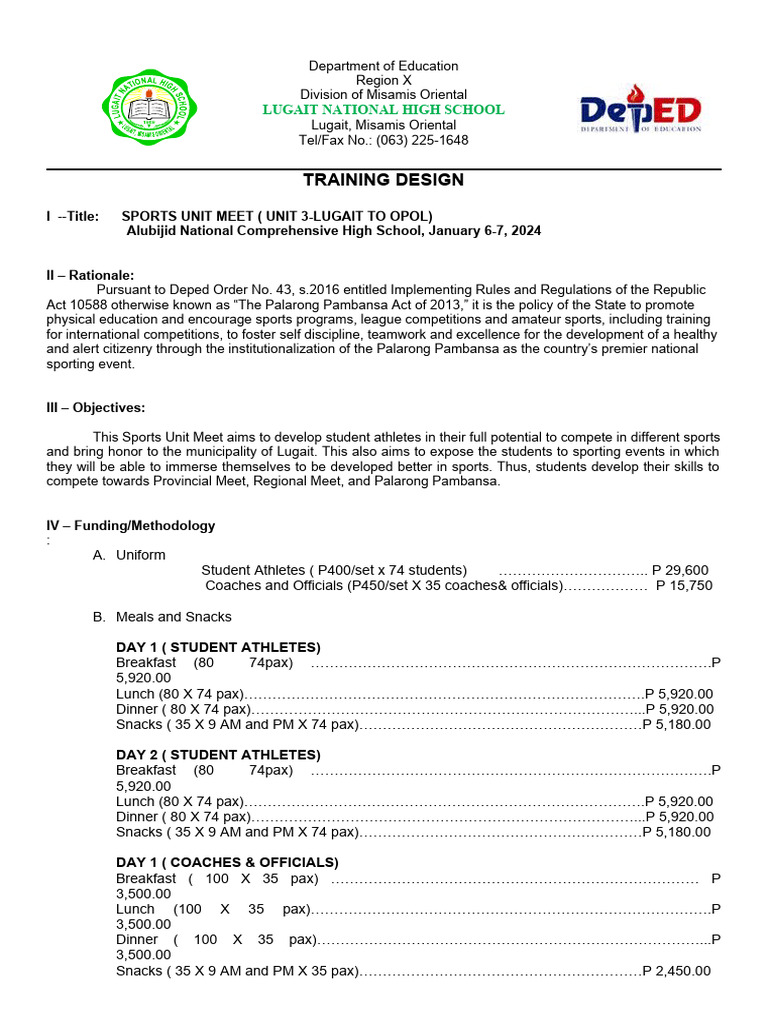 Training Design UNIT MEET2024 | PDF | Sports