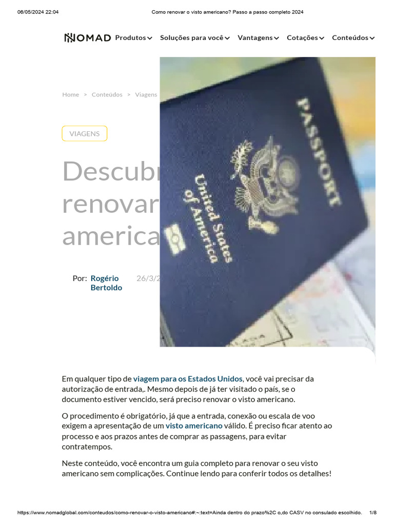 Como Renovar o Visto Americano - Passo A Passo Completo 2024 | PDF ...