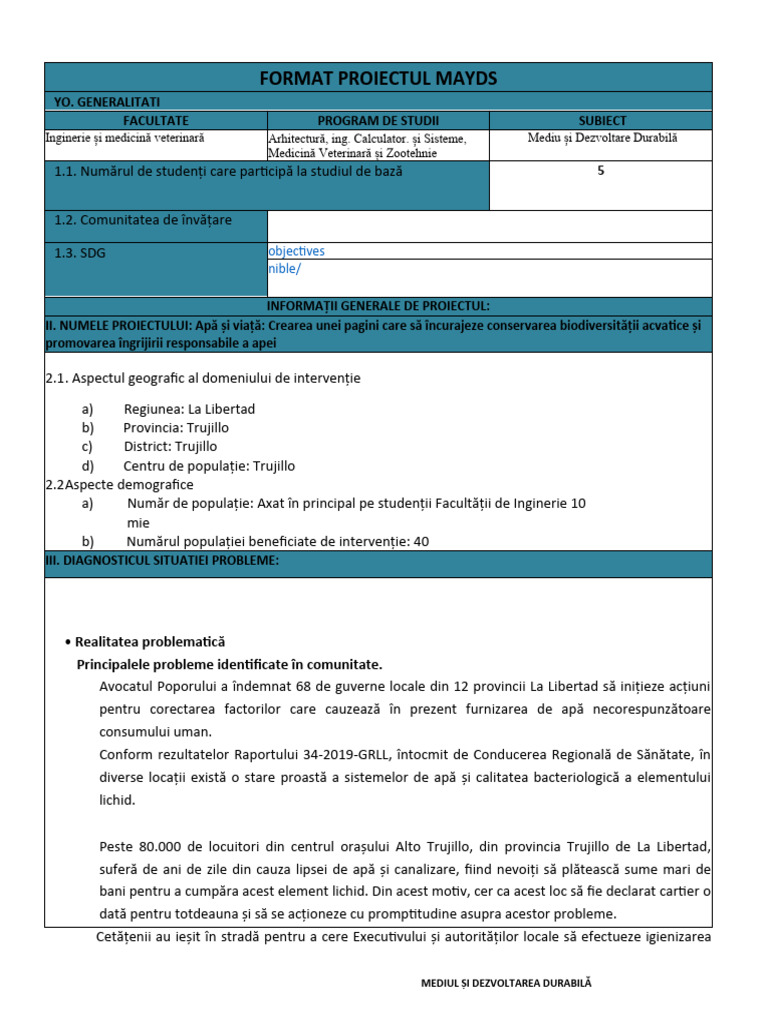 Format Proiect - Mediu Și Dezvoltare Durabilă | PDF