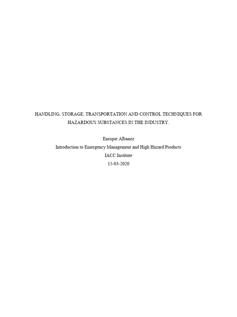 Task7 Emergency Management Pdf Dangerous Goods Chemical Substances