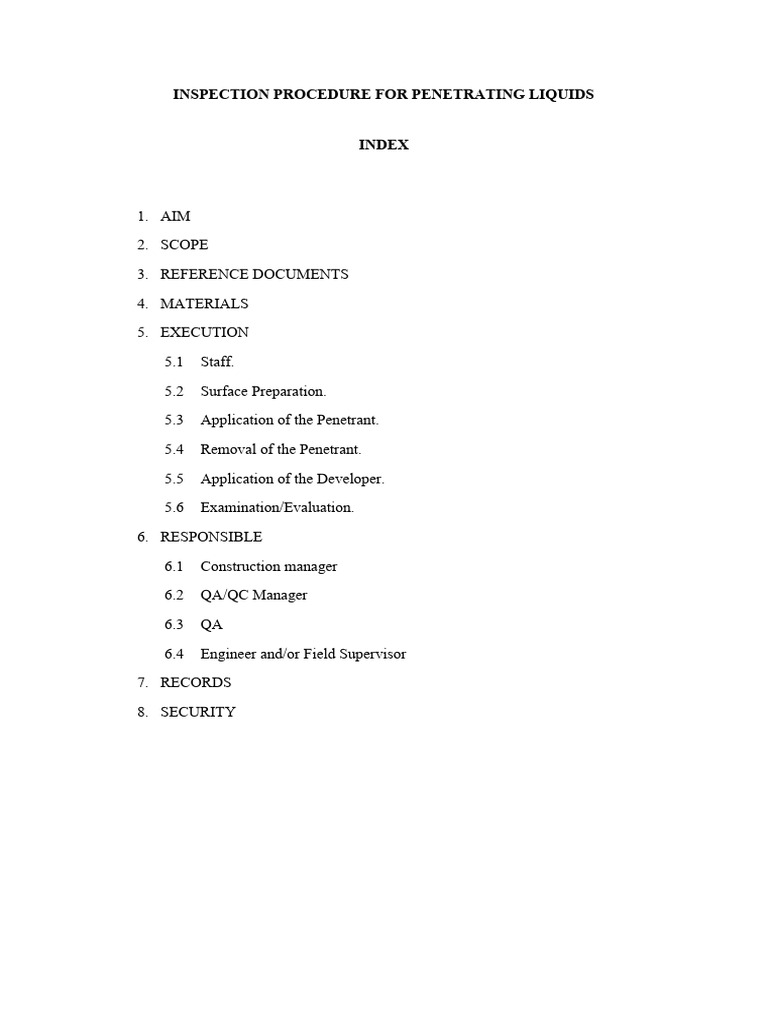 Penetrant Dye Testing Procedure | PDF | Welding | Construction