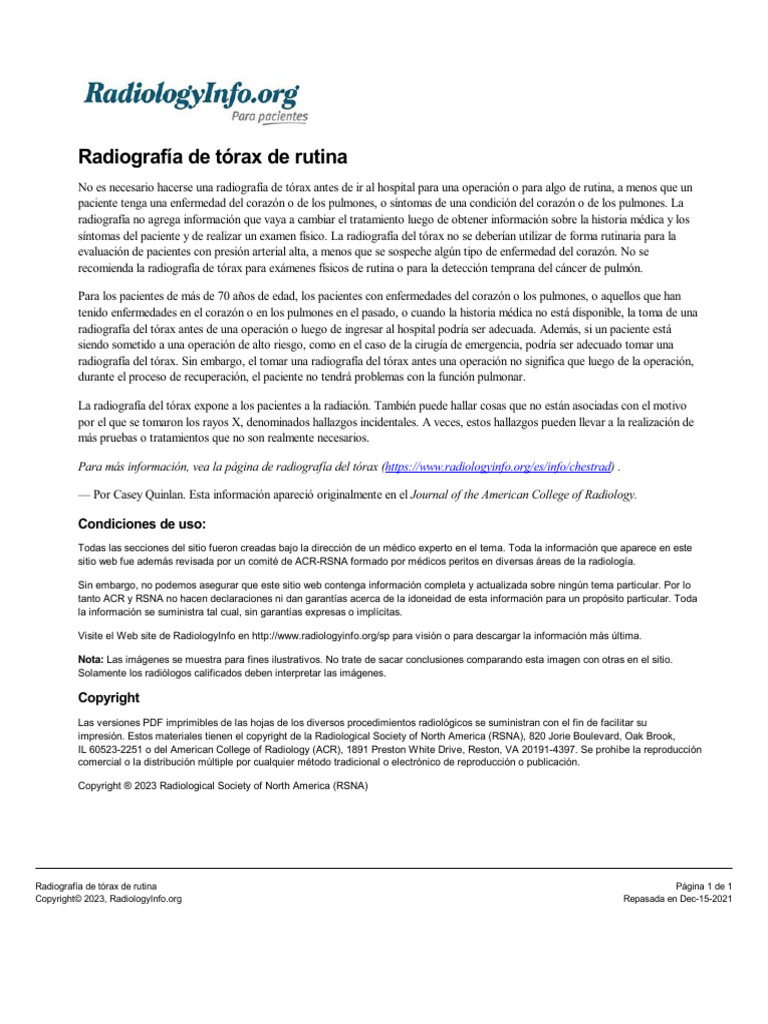 Acs Routine Chest Radiography | PDF | Radiografía | Cáncer de pulmón