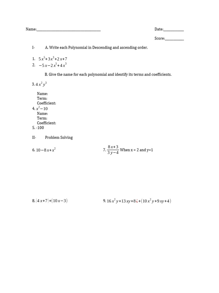 Polynomial Order and Problem Solving Guide | PDF