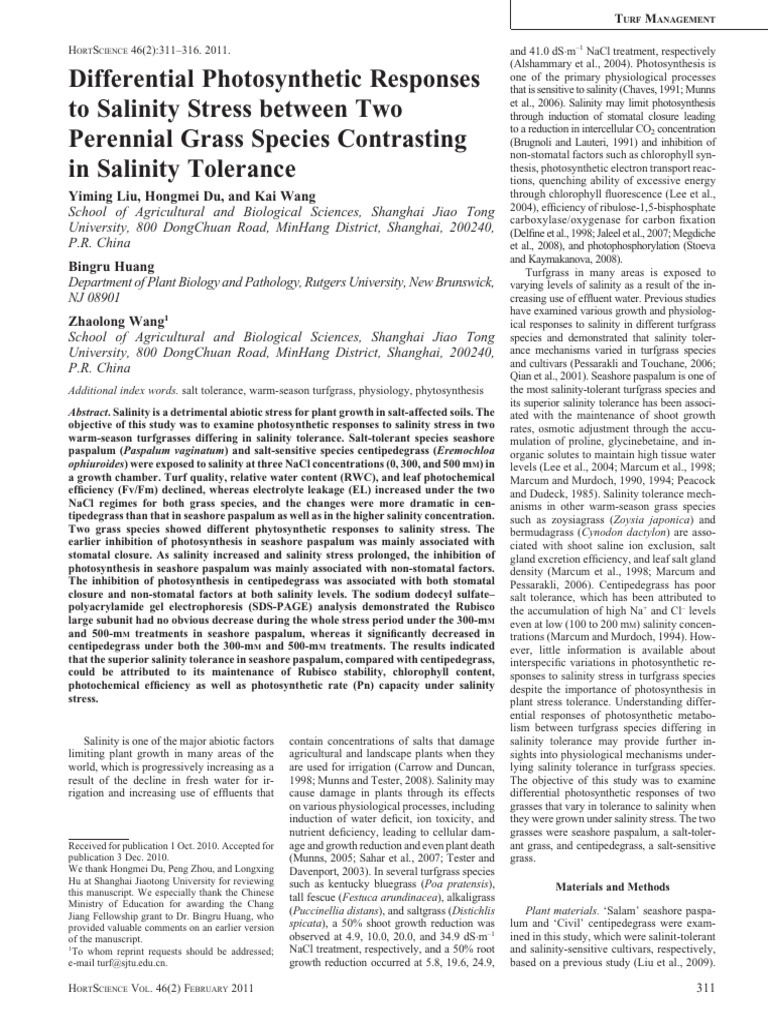 Picture of Differential Photosynthetic Responses To Salinity Stress Between Two ...