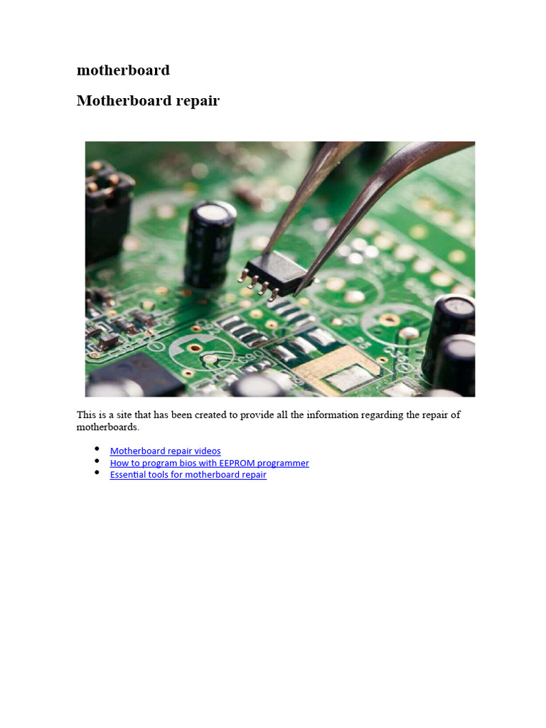 Motherboard Repair Essentials Guide | PDF | Bios | Computer Engineering