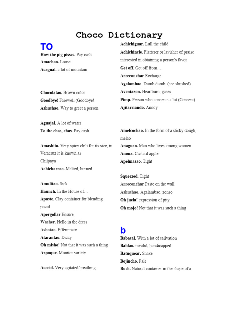 Choco Dictionary PDF PDF