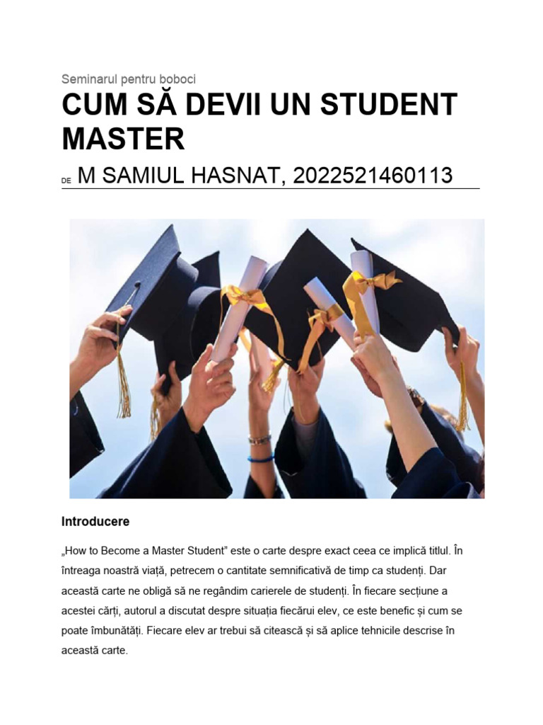 Cum Să Devii Un Student de Master | PDF