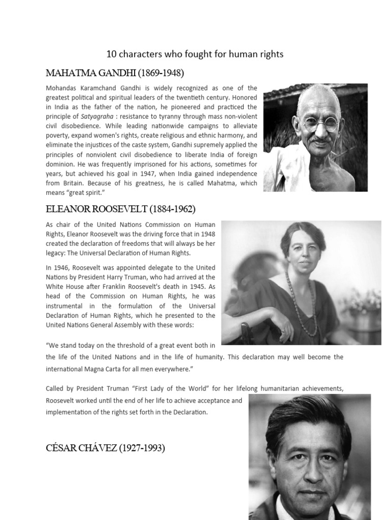 10 Characters Who Fought For Human Rights | PDF | Mahatma Gandhi ...