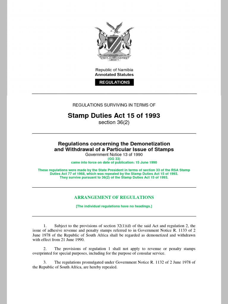 Stamp Duty Regulations PDF