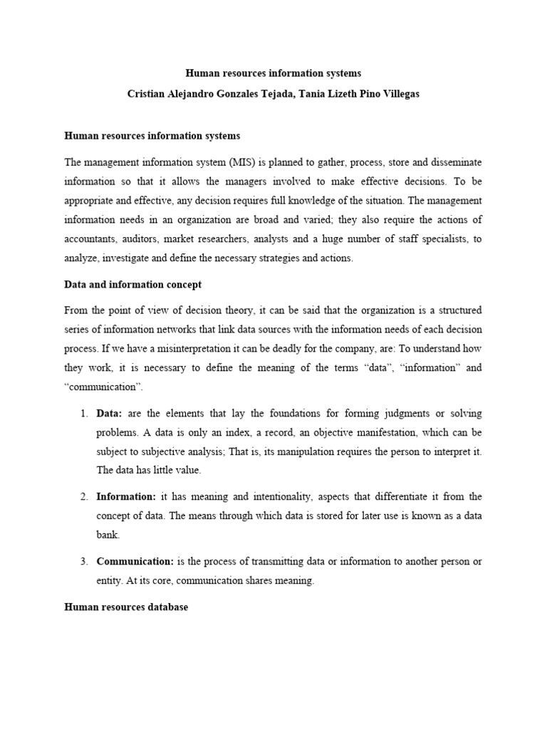 Human Resources Information Systems Guide | PDF | Information System ...